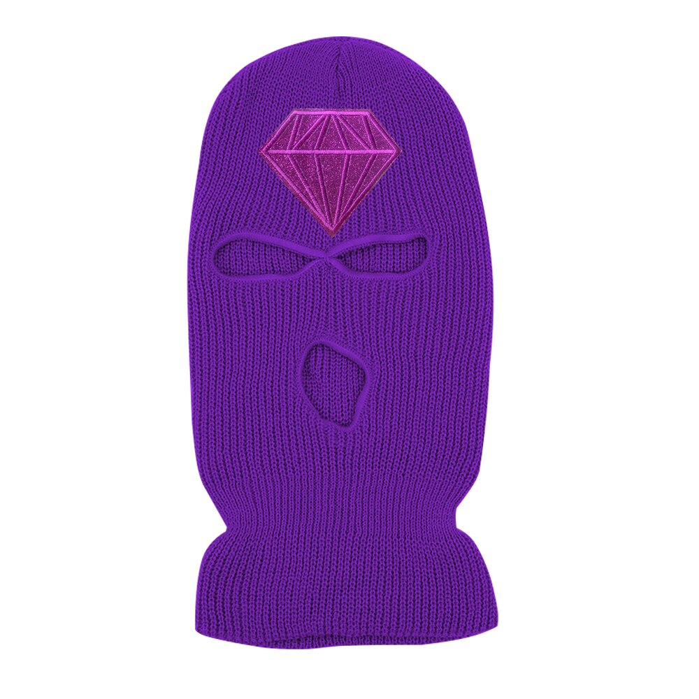 Diamond Glitter Printed 3 Hole Full Face Cap Embroidery Letter Ski Beanies Design Keep Warm Headgear Mask Tactical Balaclava Hat