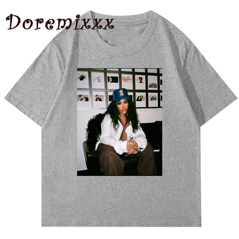 SOS Tour Sza Graphic Tshirt Men T-shirt Hip Hop Rapper Women Clothes Cotton Man Short Sleeve T Shirt 90s Streetwear Unisex Tops