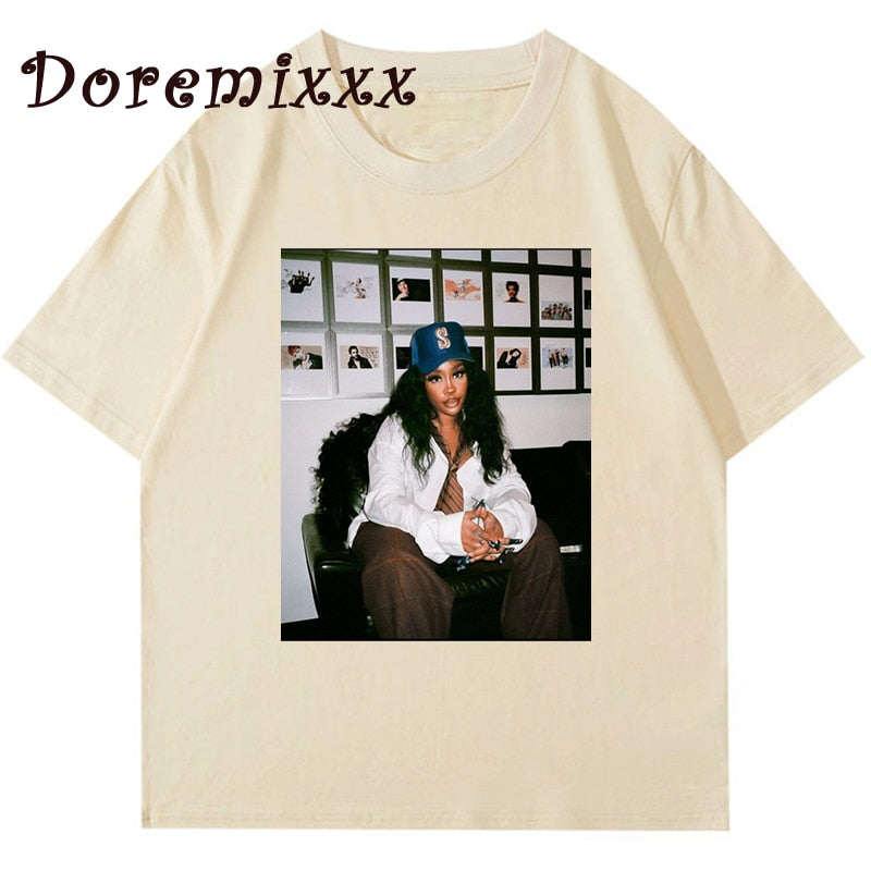 SOS Tour Sza Graphic Tshirt Men T-shirt Hip Hop Rapper Women Clothes Cotton Man Short Sleeve T Shirt 90s Streetwear Unisex Tops