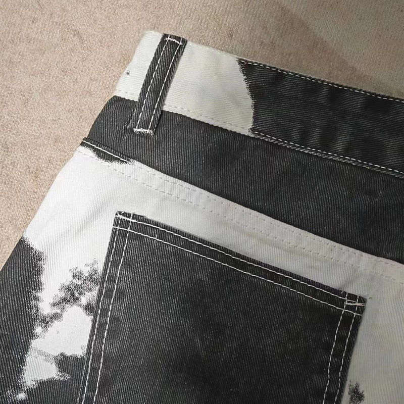 Geniş bacak kot adam düz kravat-boya kot Denim pantolon erkek kot erkekler için Streetwear Jean Baggy erkek boy erkekler Boys giyim
