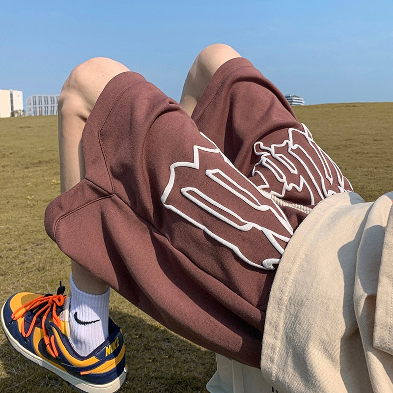 Summer Men's Letter Foam Print Shorts y2k Casual Fashion Loose Sweatpants Gym Basketball Short Pants Streetwear Bermuda shorts