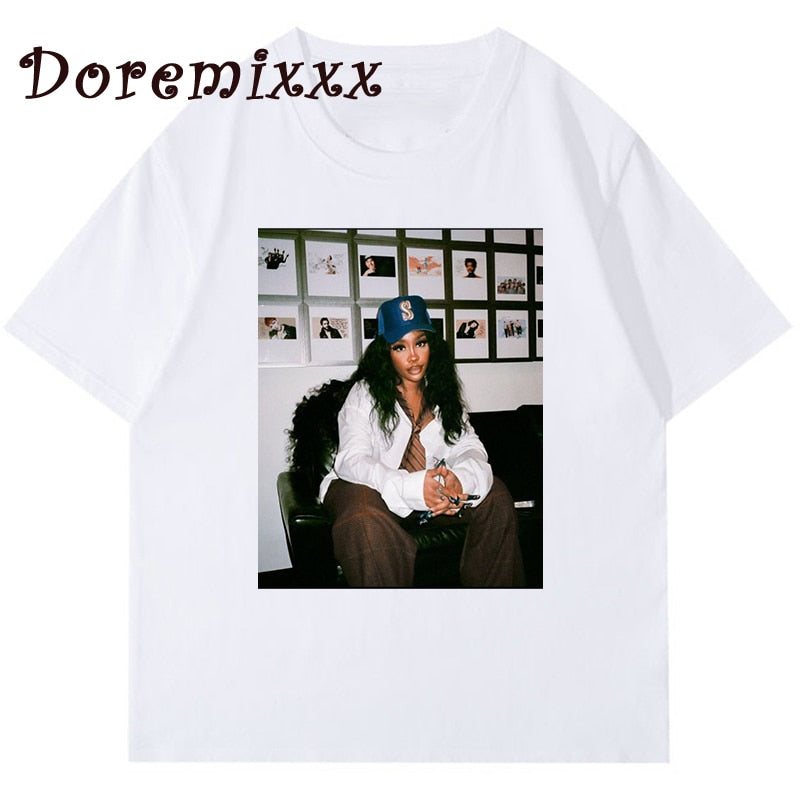 SOS Tour Sza Graphic Tshirt Men T-shirt Hip Hop Rapper Women Clothes Cotton Man Short Sleeve T Shirt 90s Streetwear Unisex Tops