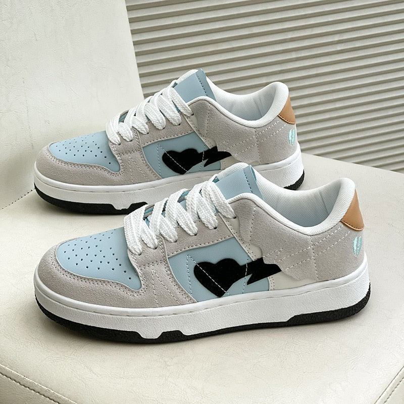 Heart Dunks 2022 New Type Slate Shoes Haze Blue Trend Love Pattern Breathable Student Casual Sneakers Female Men