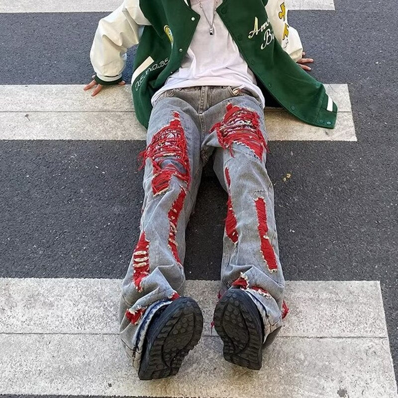 2023 Ropa Grunge Y2K Streetwear Baggy Ripped Stacked Jeans Pants Men Clothing Kanye Women Straight Denim Trousers Vetement Homme