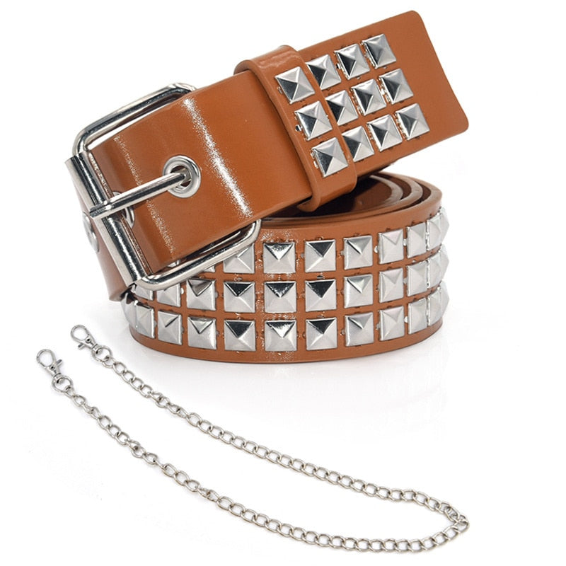 GAOKE Hollow Bullet Decoration Belt Fashion Ladies Leather Studded Gift Man's Goth Rock Wild Adjustable Women Punk Black Belt