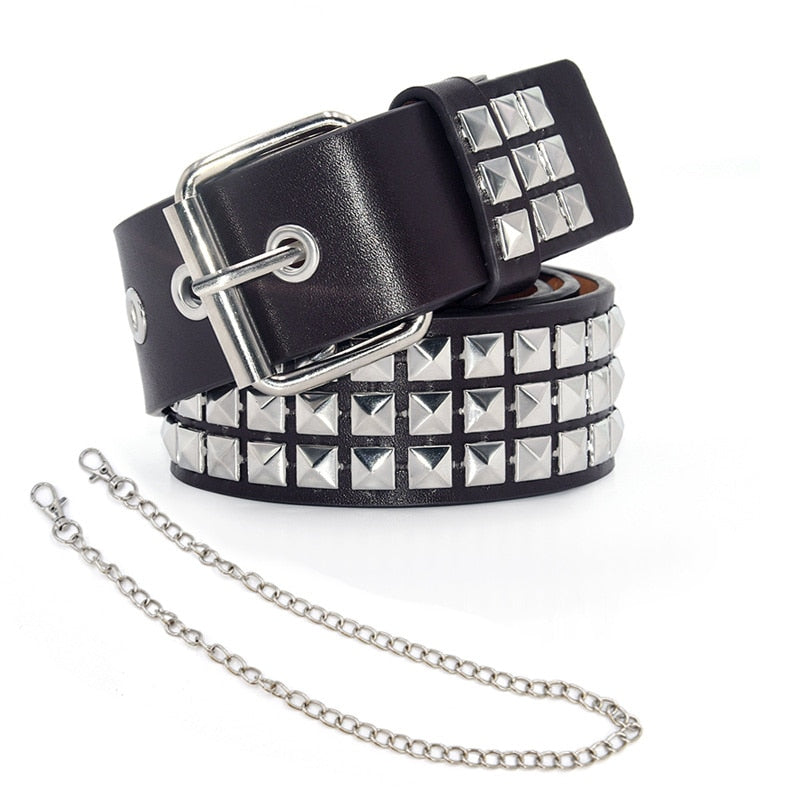 GAOKE Hollow Bullet Decoration Belt Fashion Ladies Leather Studded Gift Man's Goth Rock Wild Adjustable Women Punk Black Belt