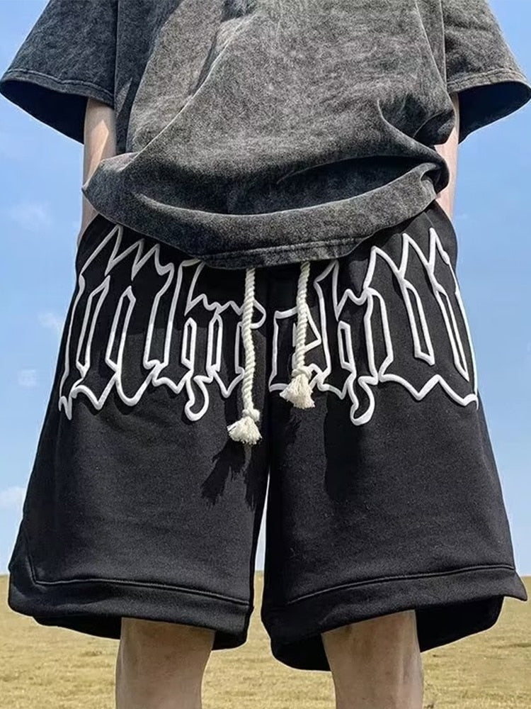 Summer Men's Letter Foam Print Shorts y2k Casual Fashion Loose Sweatpants Gym Basketball Short Pants Streetwear Bermuda shorts