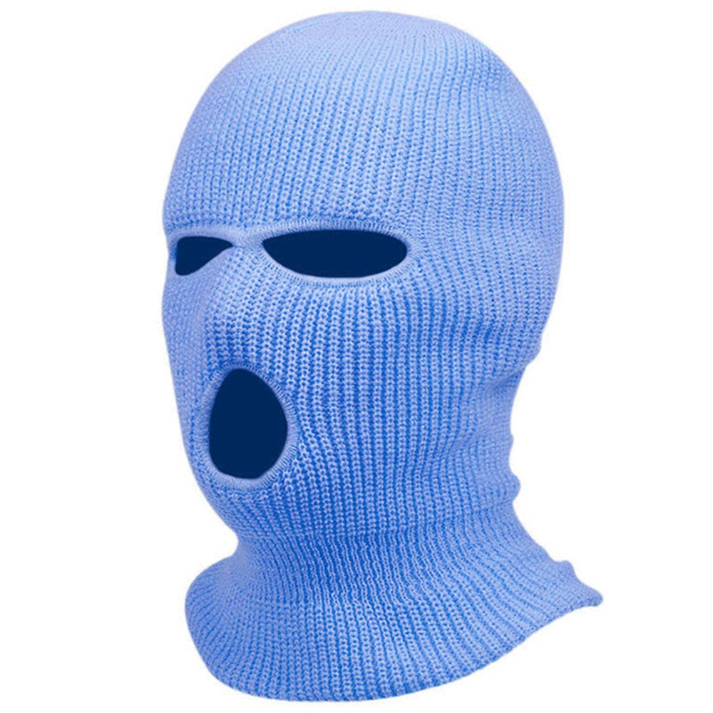 3Holes Winter Warm Unisex Balaclava Mask Hat Embroidery Full Face Mask Knitted Cycling Ski Snowboard Hat Cap Hip Hop Beanie Gift