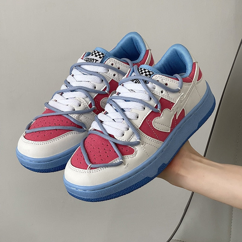 Heart Dunks 2022 New Type Slate Shoes Haze Blue Trend Love Pattern Breathable Student Casual Sneakers Female Men