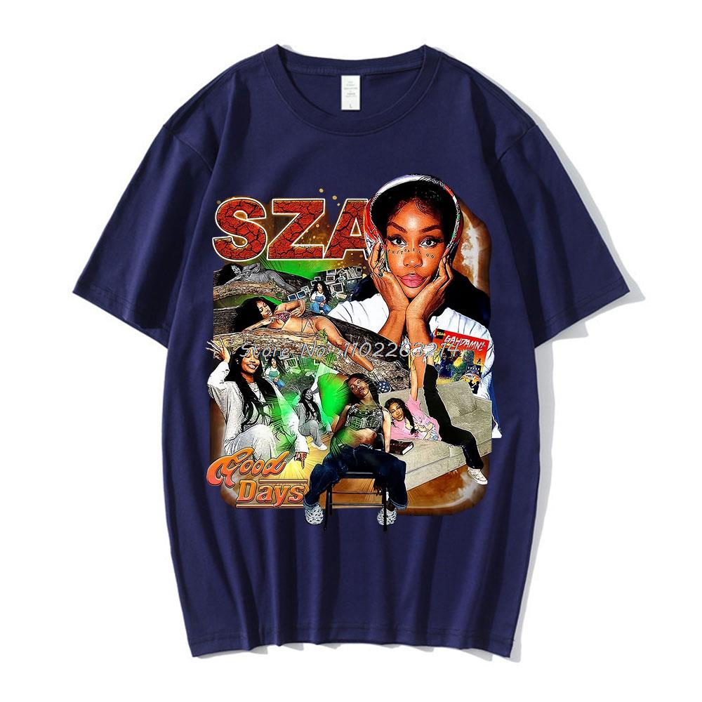 SZA Good Days Graphics T-shirt Hip Hop Rapper 90s Vintage T Shirt Summer Men Women Cotton T-shirts Oversize Streetwear