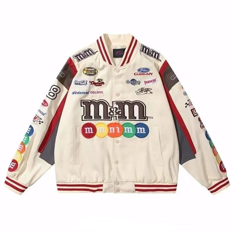 Retro Streetwear Motorcycle Baseball Jackets Mens Harajuku Letter Embroidery Patchwork Coats Casual Loose Varsity Jacket Unisex