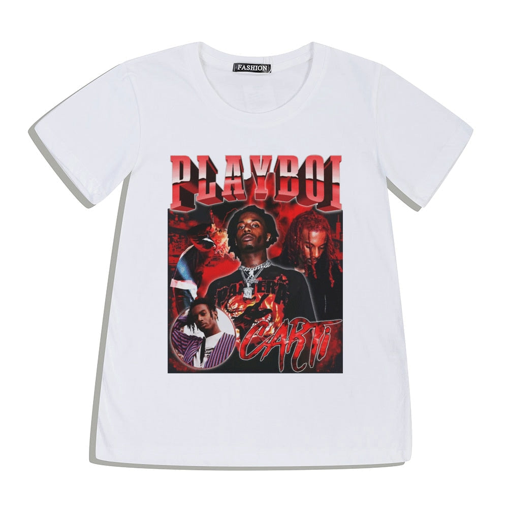 Hip Hop Rapper Playboi Carti T Shirt Men Women Graphic Print T-shirts Oversized Streetwear Short Sleeve Tee Shirt Clothing Tops