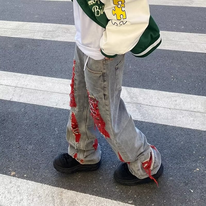 2023 Ropa Grunge Y2K Streetwear Baggy Ripped Stacked Jeans Pants Men Clothing Kanye Women Straight Denim Trousers Vetement Homme