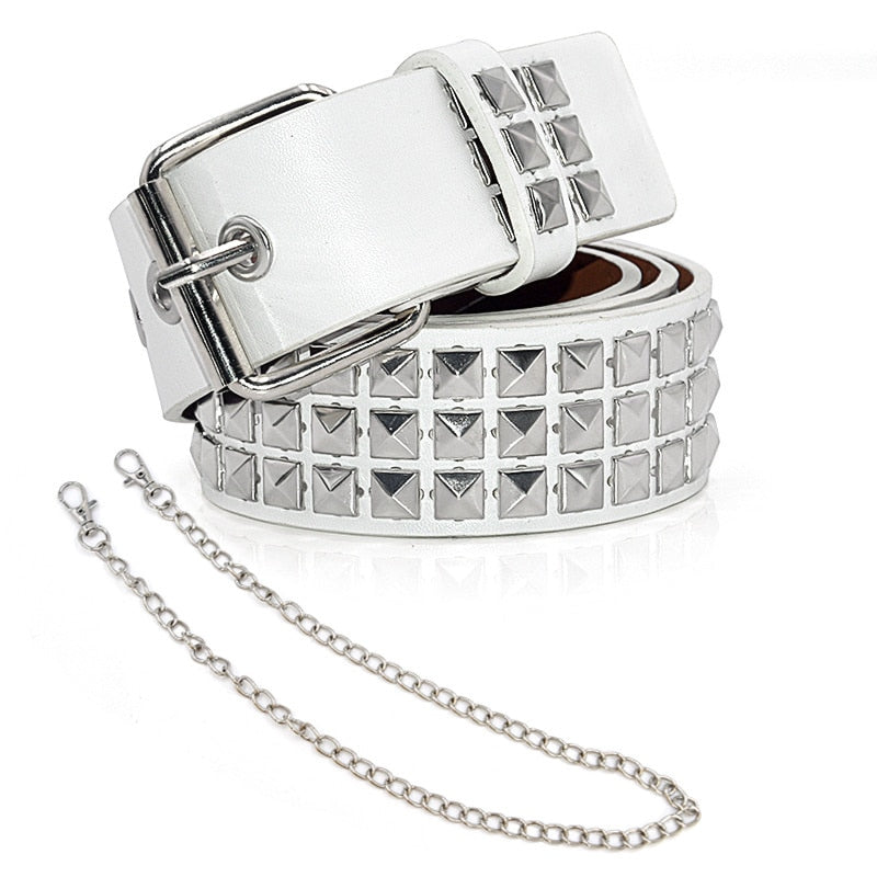 GAOKE Hollow Bullet Decoration Belt Fashion Ladies Leather Studded Gift Man's Goth Rock Wild Adjustable Women Punk Black Belt