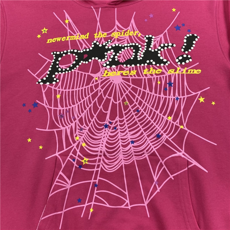 Hip Hop Spider Web Print Hoodies Men Fashion Long Sleeve Hooded Sweatshirts Pants Gothic Punk Oversized Winter Hoodie Tops