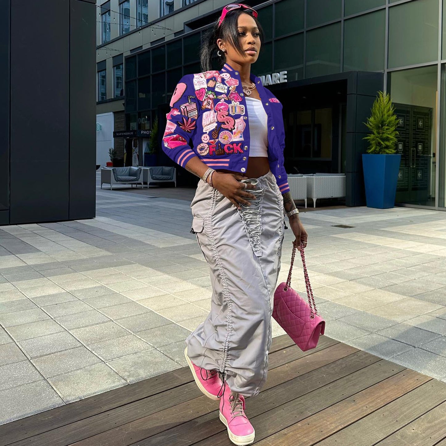 Racing Bomber Varsity Jacket Summer Y2K Streetwear Clothes Women 2023 Cropped Cyber Y2K Streetwear Jackets Letterman Racer Coat