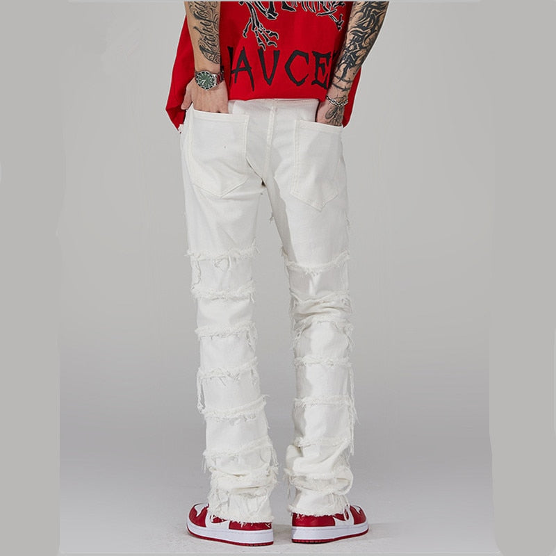 2023 Punk Stacked White Straight Y2K Grunge Jeans Pants Men New Fashion Hip Hop Kpop Women Cotton Old Long Trousers Ropa Hombre