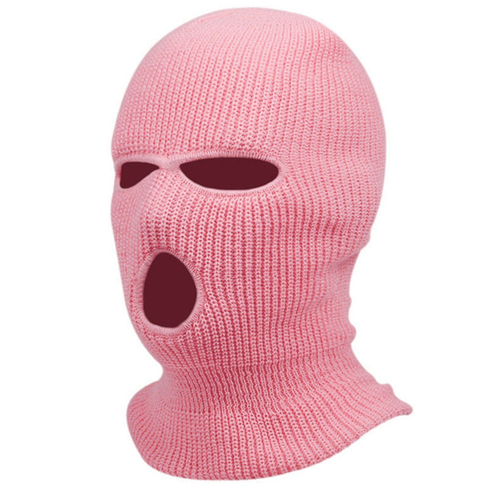 3Holes Winter Warm Unisex Balaclava Mask Hat Embroidery Full Face Mask Knitted Cycling Ski Snowboard Hat Cap Hip Hop Beanie Gift