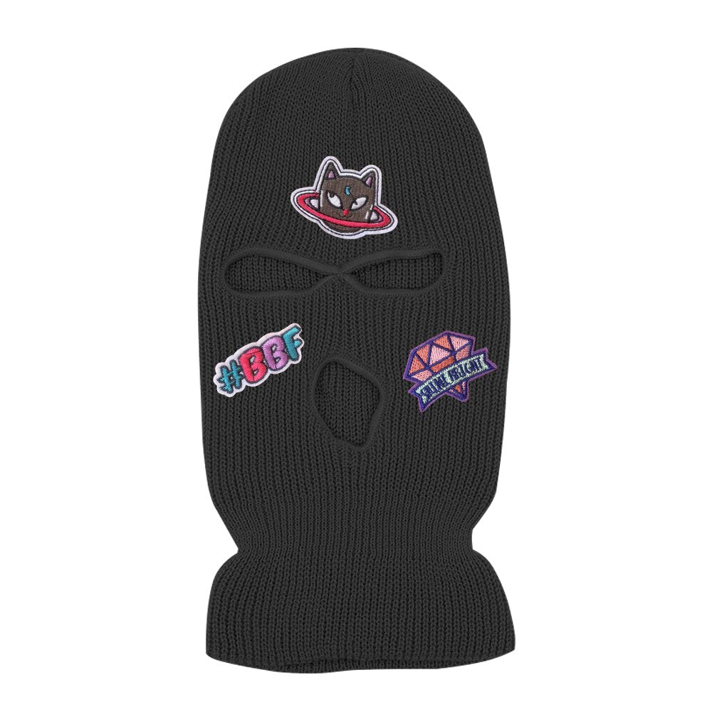#BBF Butterfly Printed 3 Hole Full Face Cap Embroidery Letter Ski Beanies Design Keep Warm Headgear Mask Tactical Balaclava Hat
