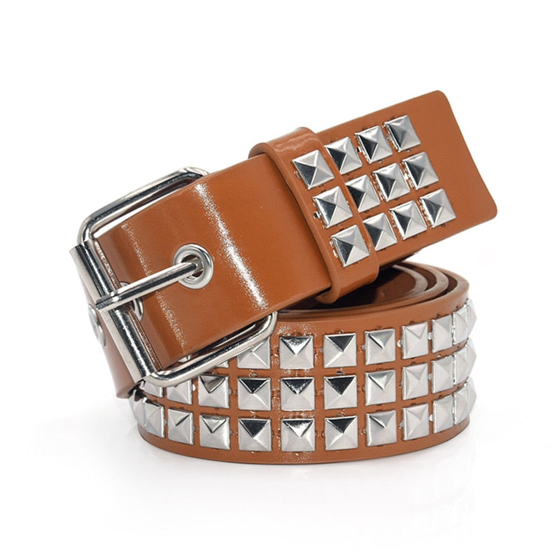 GAOKE Hollow Bullet Decoration Belt Fashion Ladies Leather Studded Gift Man's Goth Rock Wild Adjustable Women Punk Black Belt
