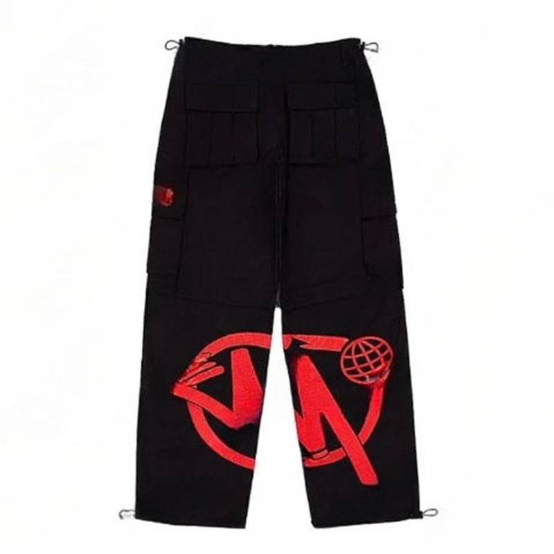 Y2K Cargo Pant Overalls Minus Two Black Pants 2023 New Harajuku Fashion Casual Loose Men Rock Straight Wide Leg Pants Streetwear