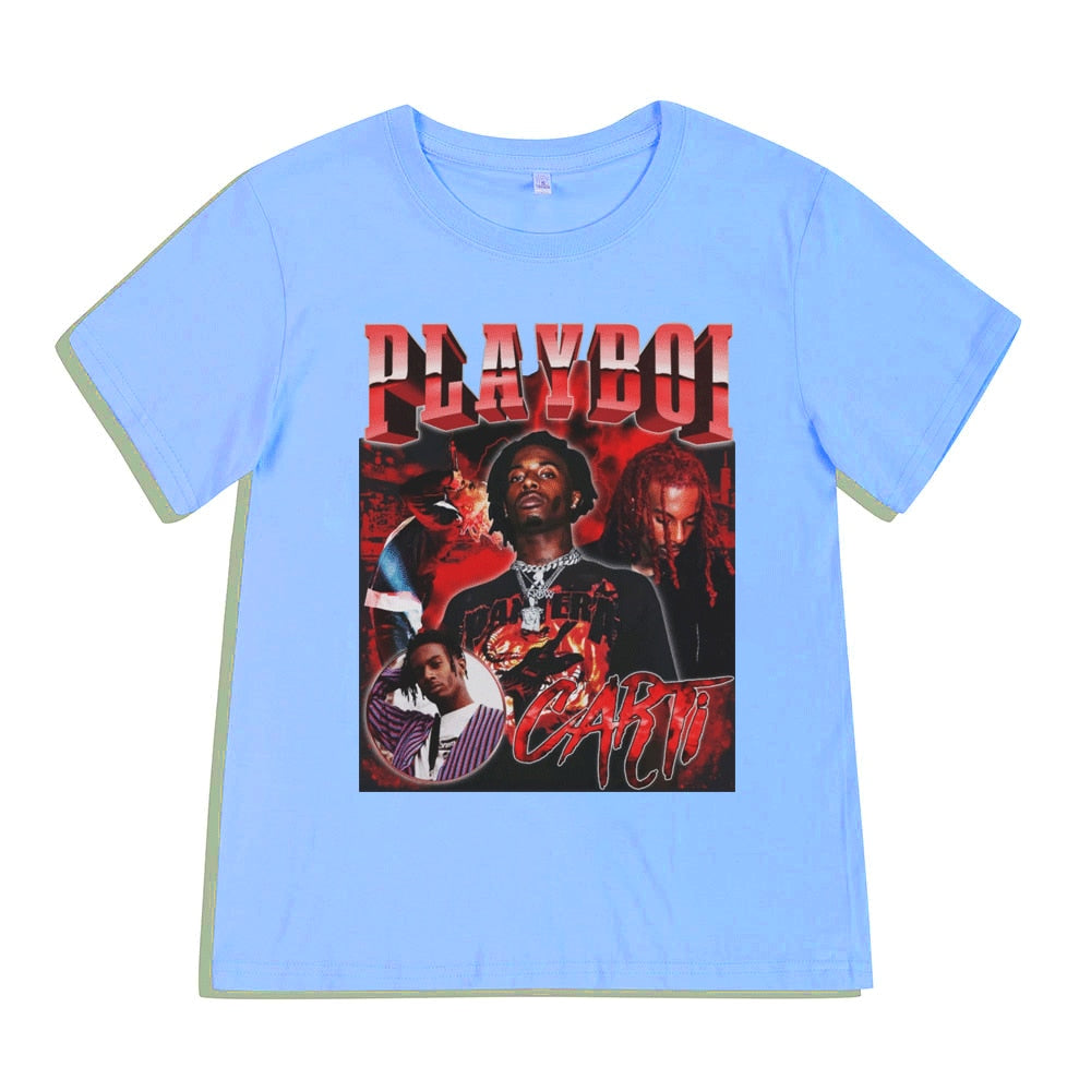 Hip Hop Rapper Playboi Carti T Shirt Men Women Graphic Print T-shirts Oversized Streetwear Short Sleeve Tee Shirt Clothing Tops