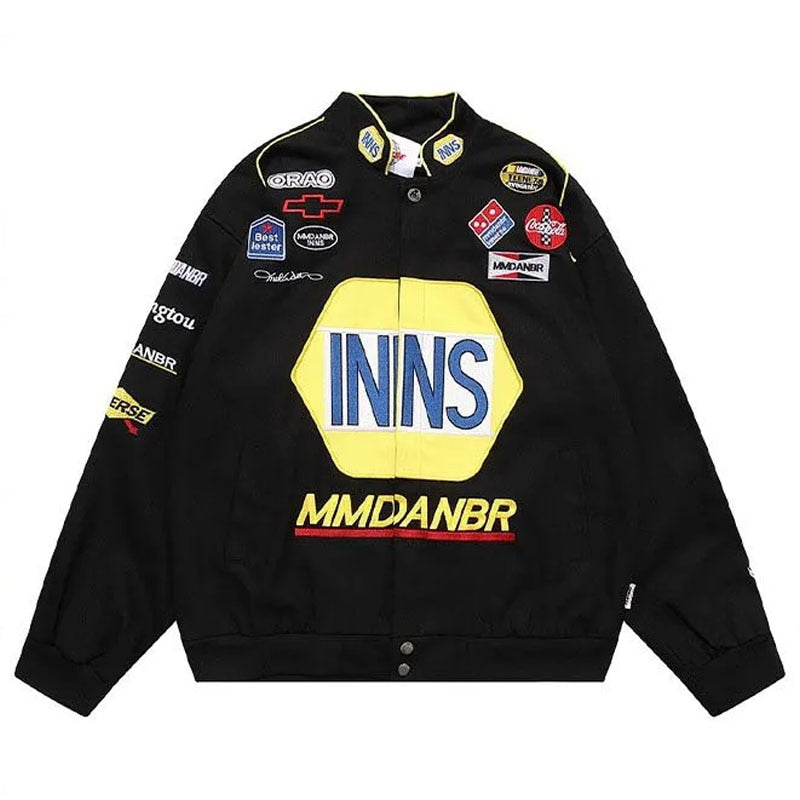 Retro Streetwear Motorcycle Baseball Jackets Mens Harajuku Letter Embroidery Patchwork Coats Casual Loose Varsity Jacket Unisex