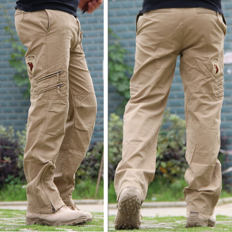 2022 Men's Cargo Pant Cotton Army Military Tactical Pant Men Vintage Camo Green Work Many Pocket Cotton Camouflage Black Trouser