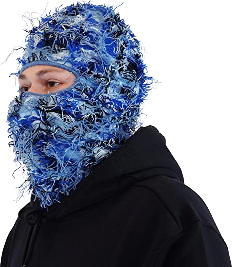 Designer Ski Mask Storm Knitted Distressed Camo Balaclava Ski Mask Custom Grassy Balaclava