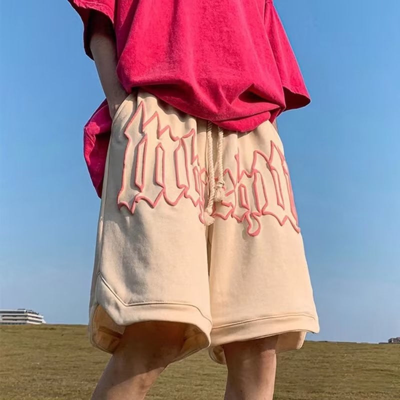 Summer Men's Letter Foam Print Shorts y2k Casual Fashion Loose Sweatpants Gym Basketball Short Pants Streetwear Bermuda shorts