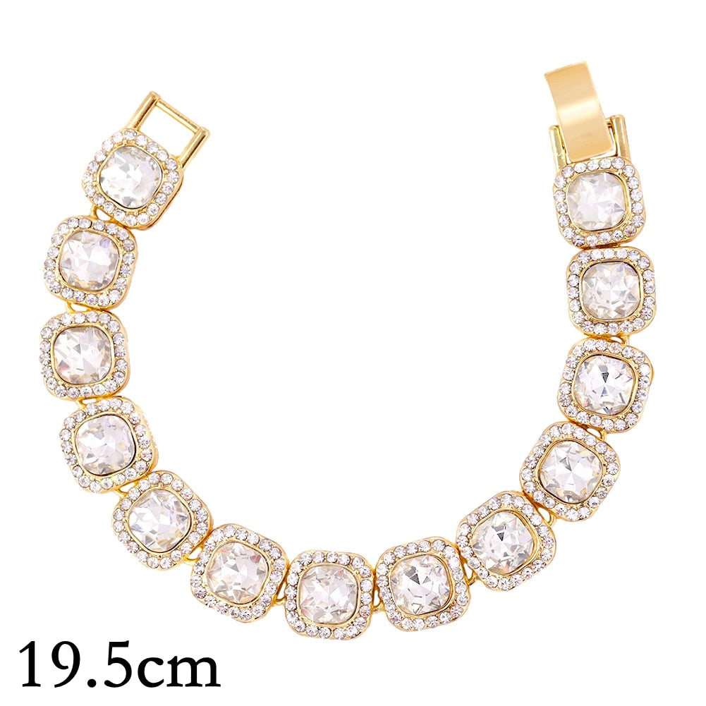 14/20MM Hip Hop Metal Cuban Bracelet Iced Out Chain Bling Full Rhinestone Pave Luxury Crystal Bracelet For Men's Jewelry Gift