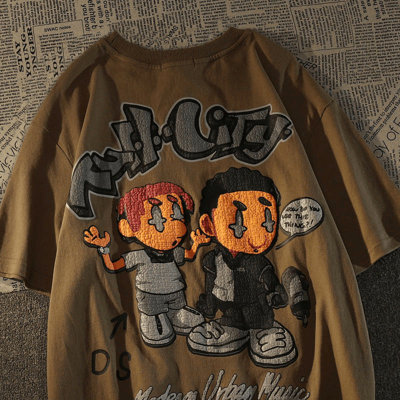 American retro street tide brand short sleeved t-shirt men ins loose European and American style oversize tops couples wear