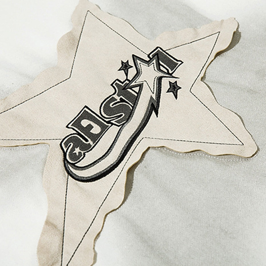 Men Oversized T Shirt Star Splicing Harajuku Streetwear Tshirts Man 2023 Fashion Casual Loose Cotton Hip Hop Y2K T-shirt Tops