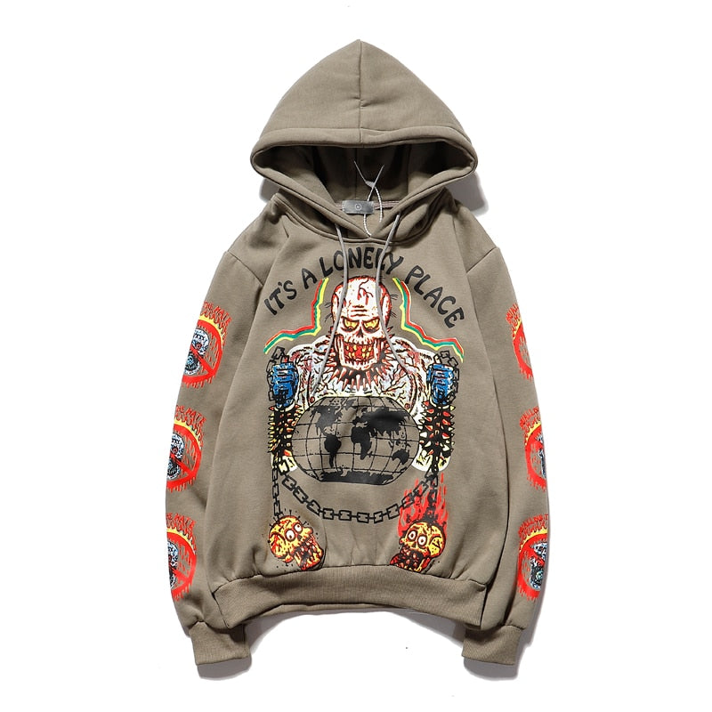 Baggy Pullover Sweatshirts Men Urban Streetwear Jesus Is King Print Hoodie Plus Velvet Hip Hop Kanye Hooded Sweatshirts