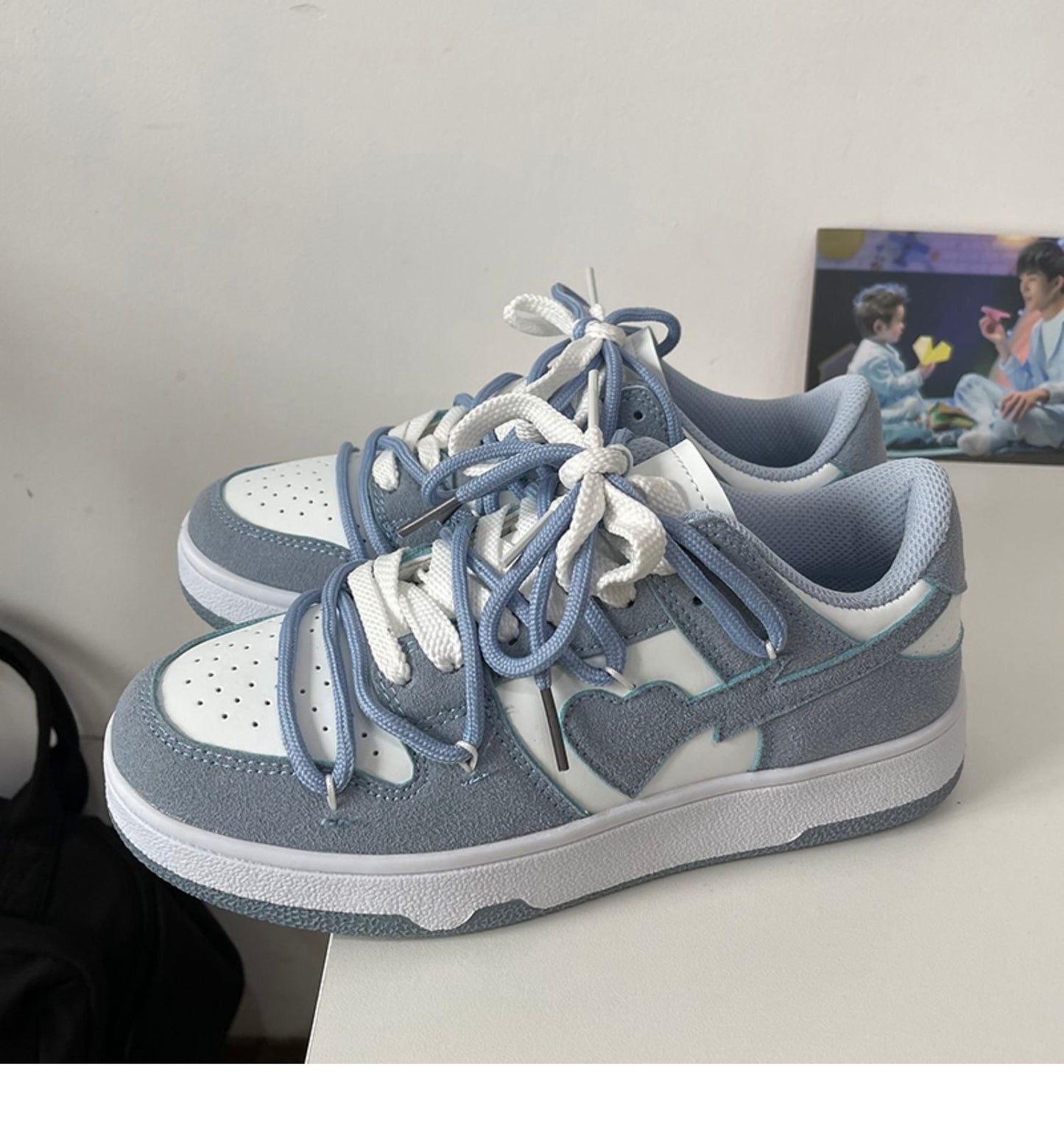 Heart Dunks 2022 New Type Slate Shoes Haze Blue Trend Love Pattern Breathable Student Casual Sneakers Female Men