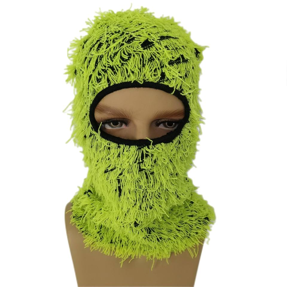 Designer Ski Mask Storm Knitted Distressed Camo Balaclava Ski Mask Custom Grassy Balaclava