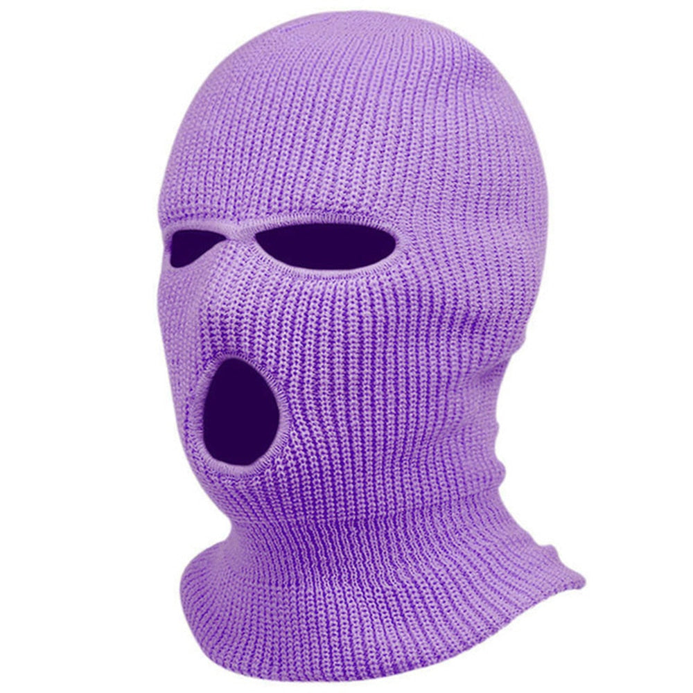 3Holes Winter Warm Unisex Balaclava Mask Hat Embroidery Full Face Mask Knitted Cycling Ski Snowboard Hat Cap Hip Hop Beanie Gift