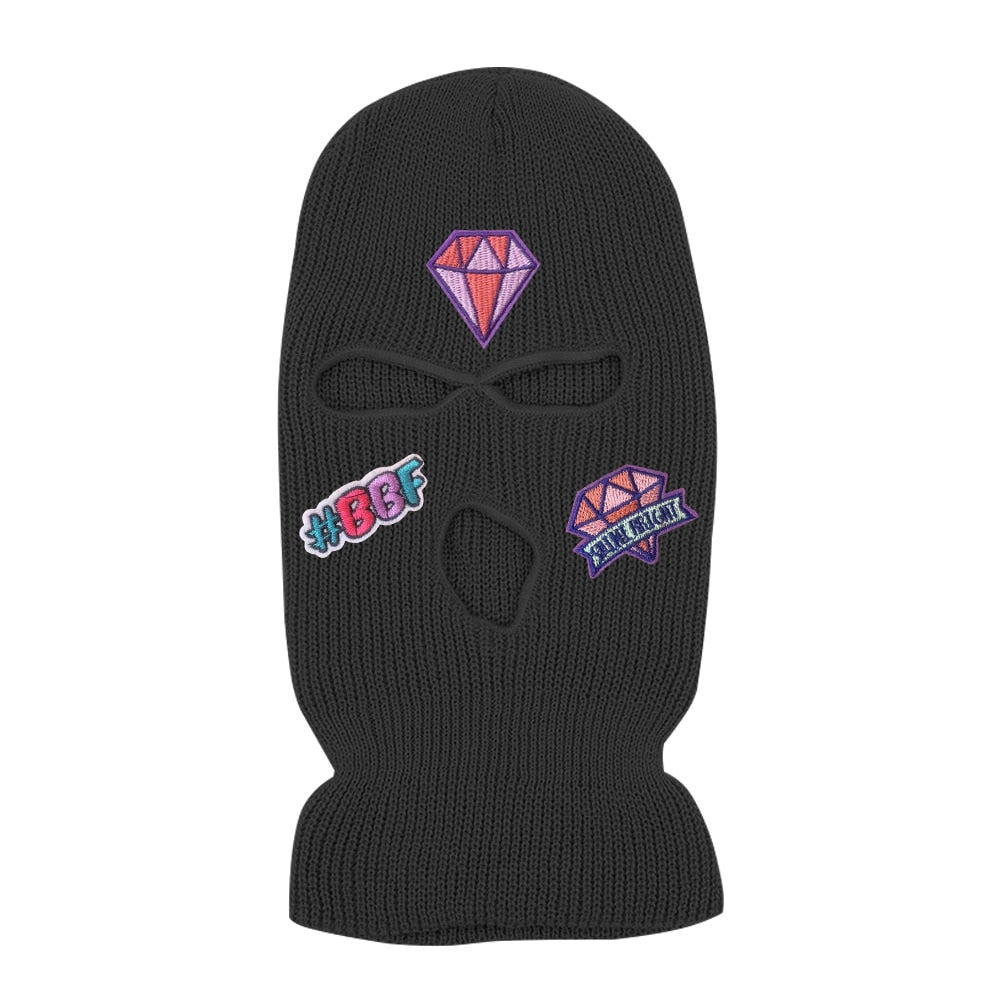 #BBF Butterfly Printed 3 Hole Full Face Cap Embroidery Letter Ski Beanies Design Keep Warm Headgear Mask Tactical Balaclava Hat