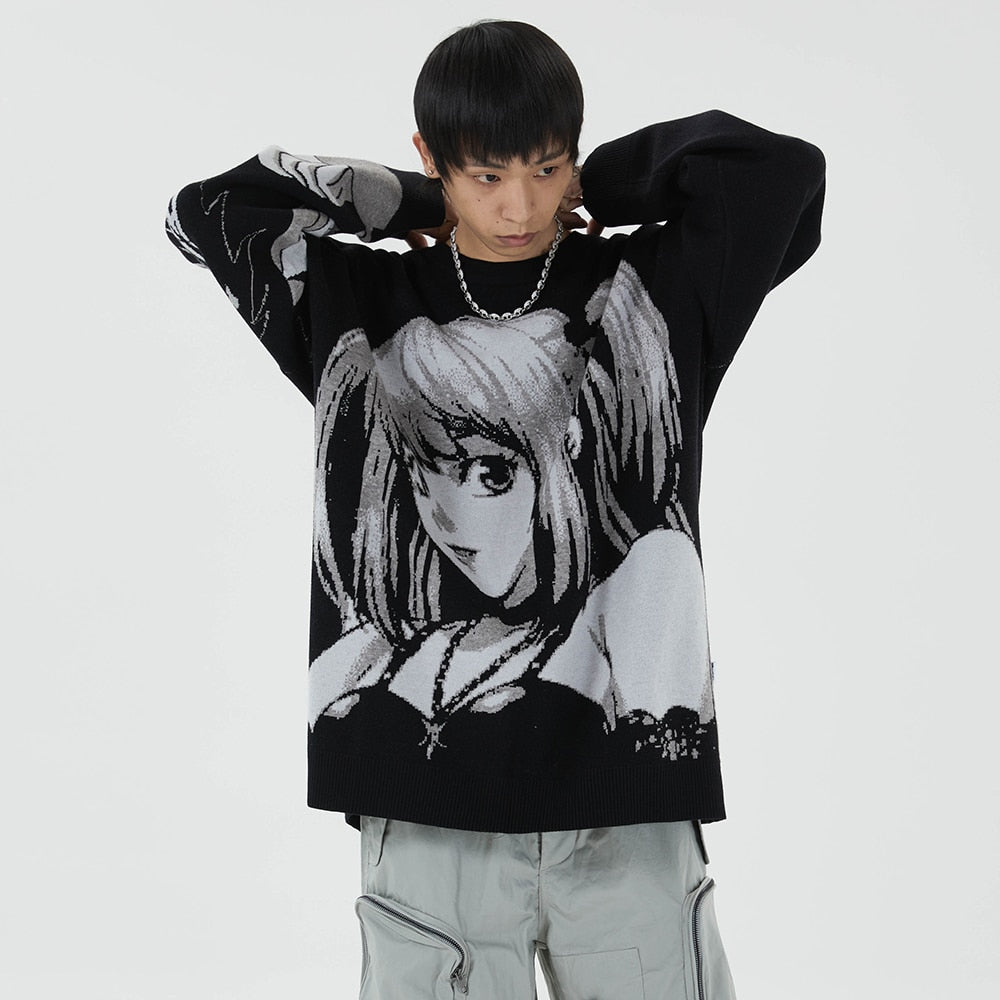 Anime Kawaii Winter Men Gothic Clothes Goth Man Sweater Men's Cartoon Women Tops Japanese Sweatshirt Male Streetwear Harajuku