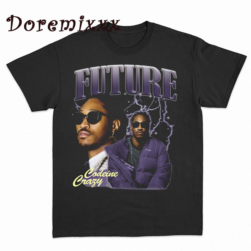 Hip Hop Men Graphic T Shirt Future Rapper Graphic Print Black T-Shirt Women Harajuku Vintage 90s Tshirt Summer Short Sleeve Tees