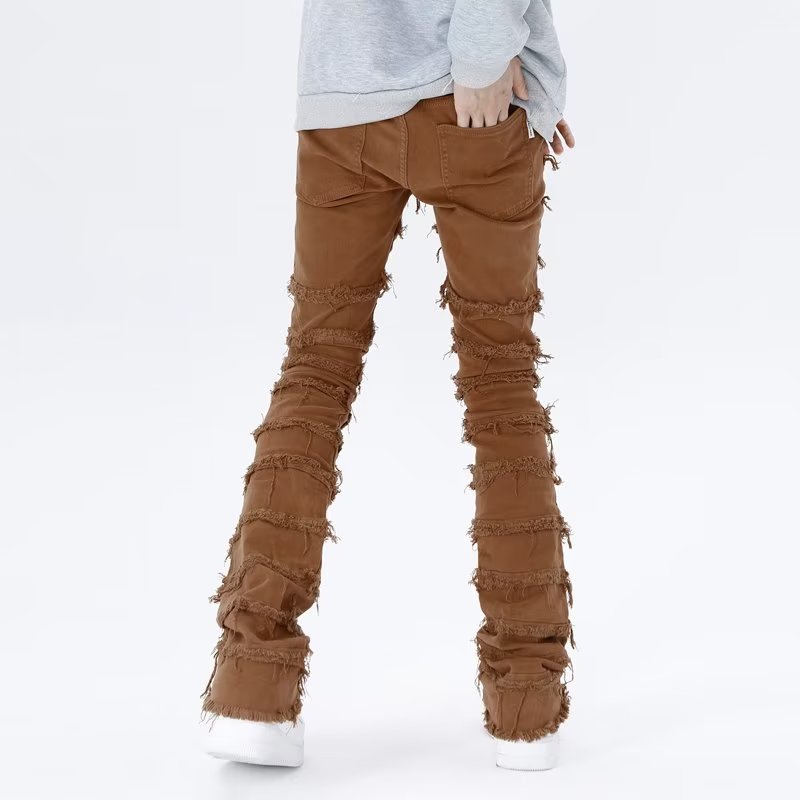 2023 Dark Streetwear Black Baggy Grunge Stacked Jeans Y2K Pants Men Patchwork Hip Hop Straight Denim Trousers Pantalones Hombre