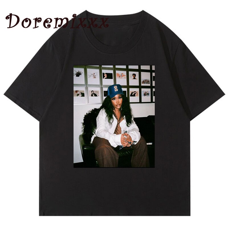SOS Tour Sza Graphic Tshirt Men T-shirt Hip Hop Rapper Women Clothes Cotton Man Short Sleeve T Shirt 90s Streetwear Unisex Tops