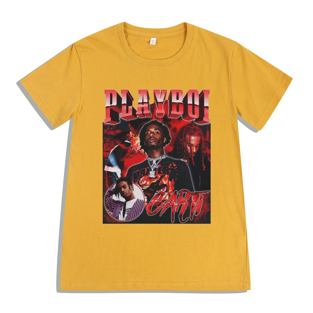 Hip Hop Rapper Playboi Carti T Shirt Men Women Graphic Print T-shirts Oversized Streetwear Short Sleeve Tee Shirt Clothing Tops