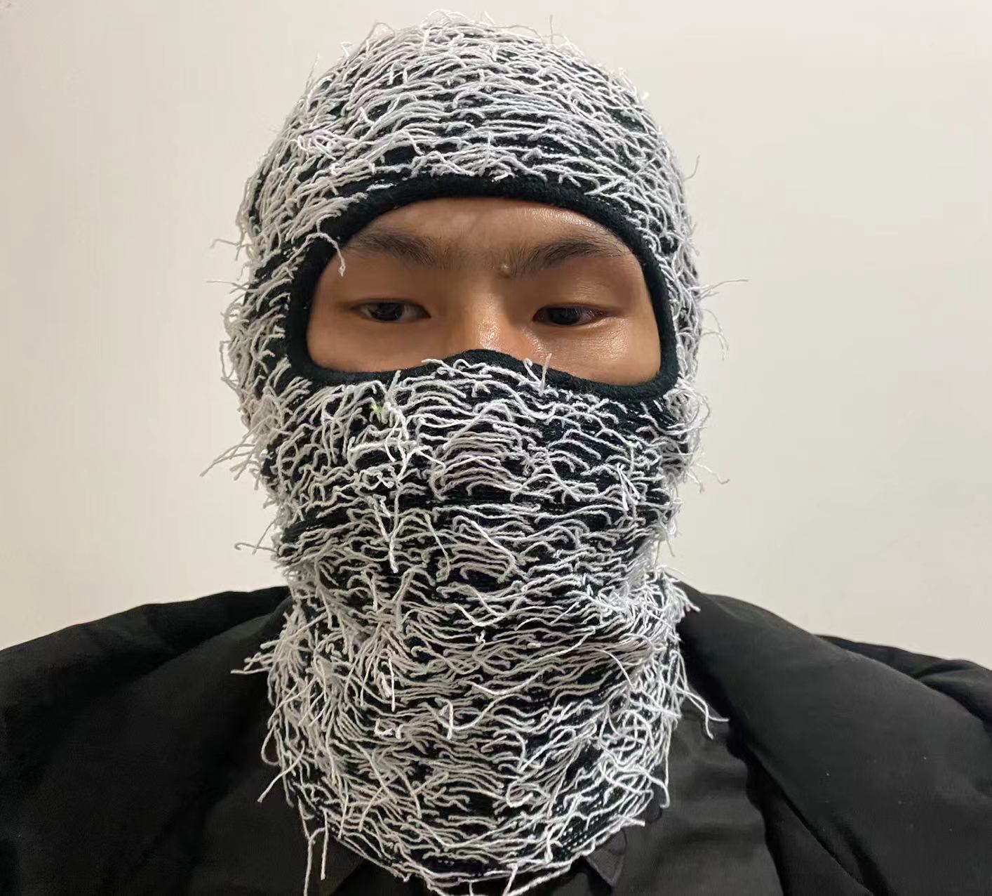 Designer Ski Mask Storm Knitted Distressed Camo Balaclava Ski Mask Custom Grassy Balaclava