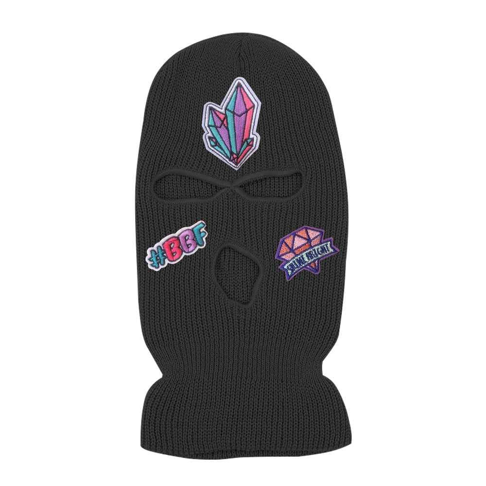 #BBF Butterfly Printed 3 Hole Full Face Cap Embroidery Letter Ski Beanies Design Keep Warm Headgear Mask Tactical Balaclava Hat