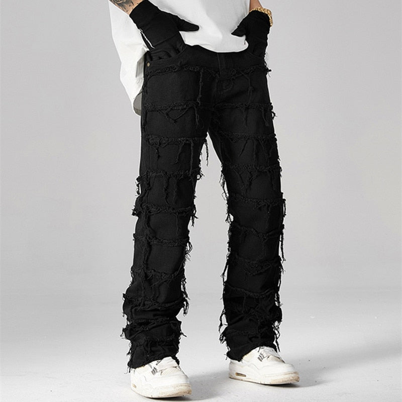 2023 Punk Stacked White Straight Y2K Grunge Jeans Pants Men New Fashion Hip Hop Kpop Women Cotton Old Long Trousers Ropa Hombre