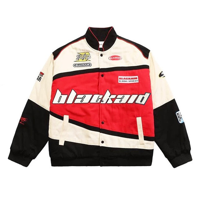 Retro Streetwear Motorcycle Baseball Jackets Mens Harajuku Letter Embroidery Patchwork Coats Casual Loose Varsity Jacket Unisex