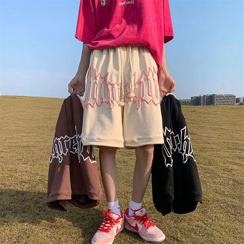 Summer Men's Letter Foam Print Shorts y2k Casual Fashion Loose Sweatpants Gym Basketball Short Pants Streetwear Bermuda shorts