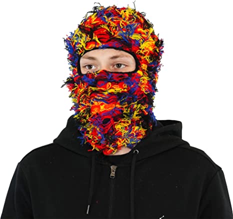 Designer Ski Mask Storm Knitted Distressed Camo Balaclava Ski Mask Custom Grassy Balaclava