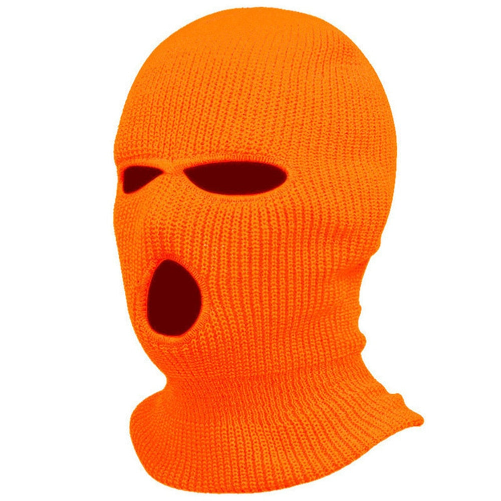 3Holes Winter Warm Unisex Balaclava Mask Hat Embroidery Full Face Mask Knitted Cycling Ski Snowboard Hat Cap Hip Hop Beanie Gift